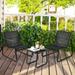 3 Pieces Patio Bistro Furniture Set with Glass Top Table Garden Deck - 31" x 24" x 29.5" (L x W x H)