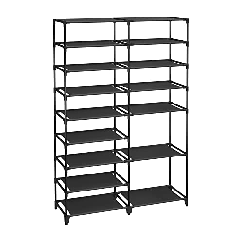 SONGMICS Shoe Rack Storage Organizer, with Adjustable Shelves, Shoe Shelf for Closet, Garage, Black ULSR209B02