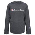 Champion Boys Long Sleeve Classic Hooded Tee Shirt Kids Clothes (Large, Granite Heather Script)