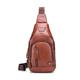 FANDARE Retro Sling Chest Bag Men Shoulder Crossbody Backpack Waterproof Leather Casual Daypacks Lightweight for Outdoor Travel Hiking Running Indoor Activities Durable Red Brown