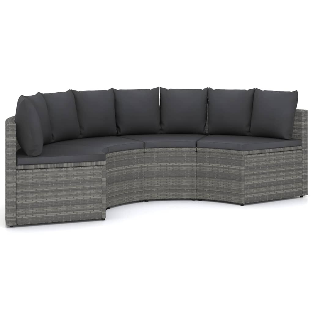 vidaXL 4-tlg. Garten-Sofagarnitur mit Auflagen Poly Rattan Grau Image