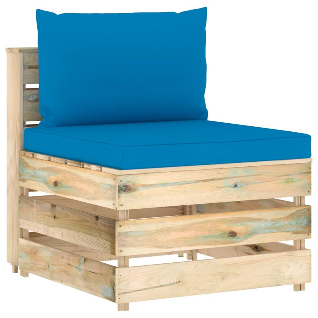 vidaXL Modulares Mittelsofa mit Kissen Grün Imprägniertes Holz Image
