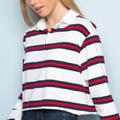Brandy Melville Tops | Brandy Melville Long Sleeve Rugby Striped Crop Top | Color: Blue/Red | Size: M