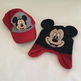 Disney Accessories | Disney Mickey Mouse Toddler Hats Set Of 2 | Color: Black/Red | Size: Osbb