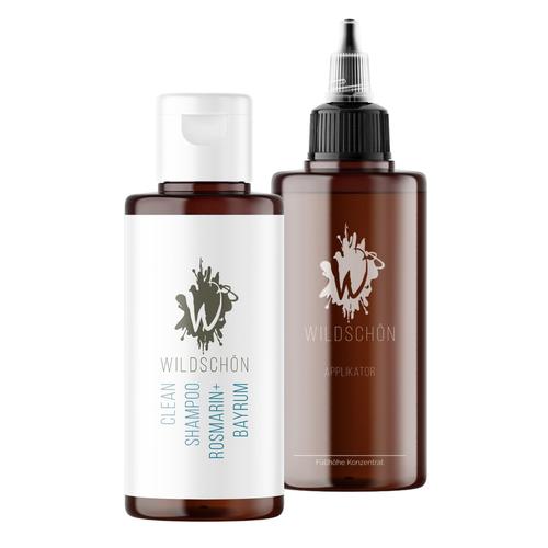 Wildschön – Clean Shampoo Rosmarin + Bayrum (150ml Konzentrat 1:10, inkl. Applikatorflasche)