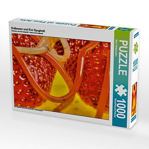 Puzzle CALVENDO Puzzle Erdbeeren und Kiwi Spaghetti - 1000 Teile Foto-Puzzle glückliche Stunden Kinder