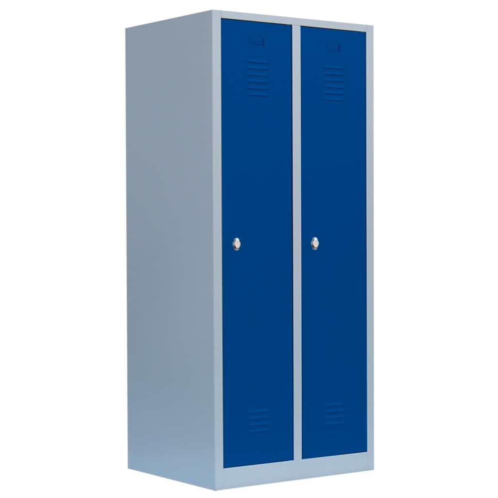 Lüllmann® Garderobenschrank, 2 Abteile, S/W-Trennung, 1800 x 800 x 500 mm, lichtgrau/enzianblau Image