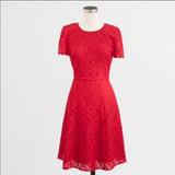 J. Crew Dresses | J. Crew Red Lace Dress Size 0 | Color: Red | Size: 0