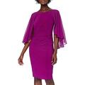 Gina Bacconi Women's Chiffon and Jersey Dress Cocktail, Bright Plum, 14