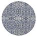 Carini Scroll Print Textured Rug, Estate Blue, 8ft - 9in x 8ft - 9in Round - Weave & Wander 653R3466RYL000N89