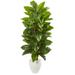 63" Large Leaf Philodendron Artificial Plant in White Planter (Real Touch)