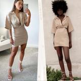 Zara Dresses | New Zara Bloggers Favorite Cut Out Mini Dress | Color: Tan | Size: L