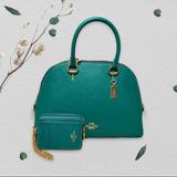 Coach Bags | Coach Katy Satchel Bright Jade W/Credit Card Case In Black | Color: Black/Green | Size: Os