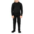 menique Kids' Base Layer Set Toddler Leggings & Long Sleeve Shirt Organic Merino Wool (6-7 Years, Black)