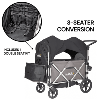Larktale Caravan (3 Seater) Stroller Wagon Complete Bundle - Mornington Gray / Byron Black