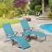 VredHom Outdoor Portable Folding Chaise Lounge Chair with Table (Set of 3) - 70" L x 20" W x 14" H