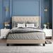 Queen Platform Bed With Tufted Headboard And Nailhead Trim Decoration