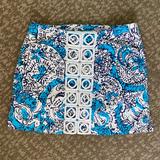 Lilly Pulitzer Skirts | Lilly Pulitzer Blue Floral Geo Marigold Skort | Color: Blue/White | Size: 4