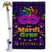 Angeleno Heritage Mardi Gras Festival House 2-Sided Polyester 40 x 28 in. Flag Set in Green/Indigo/Yellow | 40 H x 28 W in | Wayfair