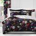 The Tailor's Bed Rachel's Bouquet Black/Standard Cotton 3 Piece Comforter Set Polyester/Polyfill/Cotton in Red | Wayfair RAC-DCH-BLA-CMF-SQ-3PC