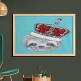 East Urban Home Ambesonne Sloth Wall Art w/ Frame, Hand Drawn Animal w/ Imperial Crown King Of Laziness Theme | Wayfair