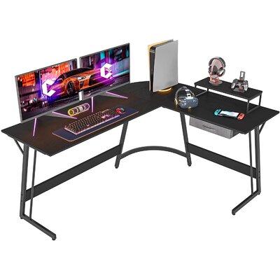 Now For The I Heuart Modern L, Black Corner Gaming Desk With Drawers