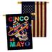 Breeze Decor Skull Cinco De Mayo 2-Sided Polyester 40 H x 28 W House Flag in Black/Orange | 40 H x 28 W in | Wayfair