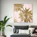 Art Remedy Floral & Botanical Golden Palm Leaf - Painting Print on Canvas in Pink | 40.5" H x 40.5" W x 1.5" D | Wayfair 26142_40x40_CANV_WFL