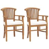Winston Porter Patio Chairs Outdoor Dining Chair w/ Cushions Solid Wood Teak Wood in White | 37.4 H x 24.02 W x 20.87 D in | Wayfair