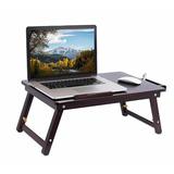 Sofia + Sam Laptop Lap Tray w/ Adjustable Legs - Bamboo - Foldable Breakfast Serving Bed Tray - Lap Desk w/ Tilting Top & Side Drawer | Wayfair