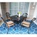 Bloomsbury Market 7-Piece Outdoor Furniture Dining Set, All Weather Cast Aluminum Patio Garden Set w/ 6 Chairs, 1 Rectangular Table | Wayfair