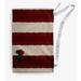 The Holiday Aisle® Stripes w/ a Sprig of Holly Christmas Laundry Bag Fabric in Red/Brown | 29 H x 18 W in | Wayfair