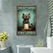 Trinx Naughty Cat - Your Butt Napkins Gallery Wrapped Canvas - Bath & Laundry Pet Illustration Decor, Grey & Green Bathroom Decor Canvas | Wayfair