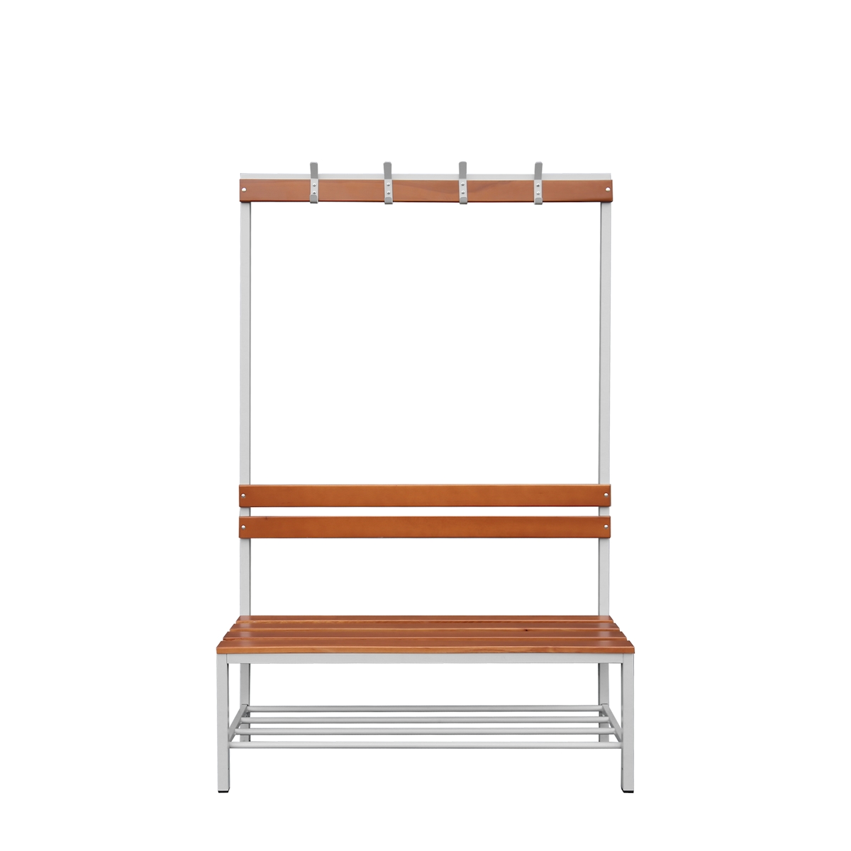 Einseitige Sitzbankgarderobe mit Schuhrost, 400/1825 x 1200 x 400 mm, lichtgrau/buche Image