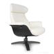 Fauteuil en cuir et bois noir - Cuir Blanc