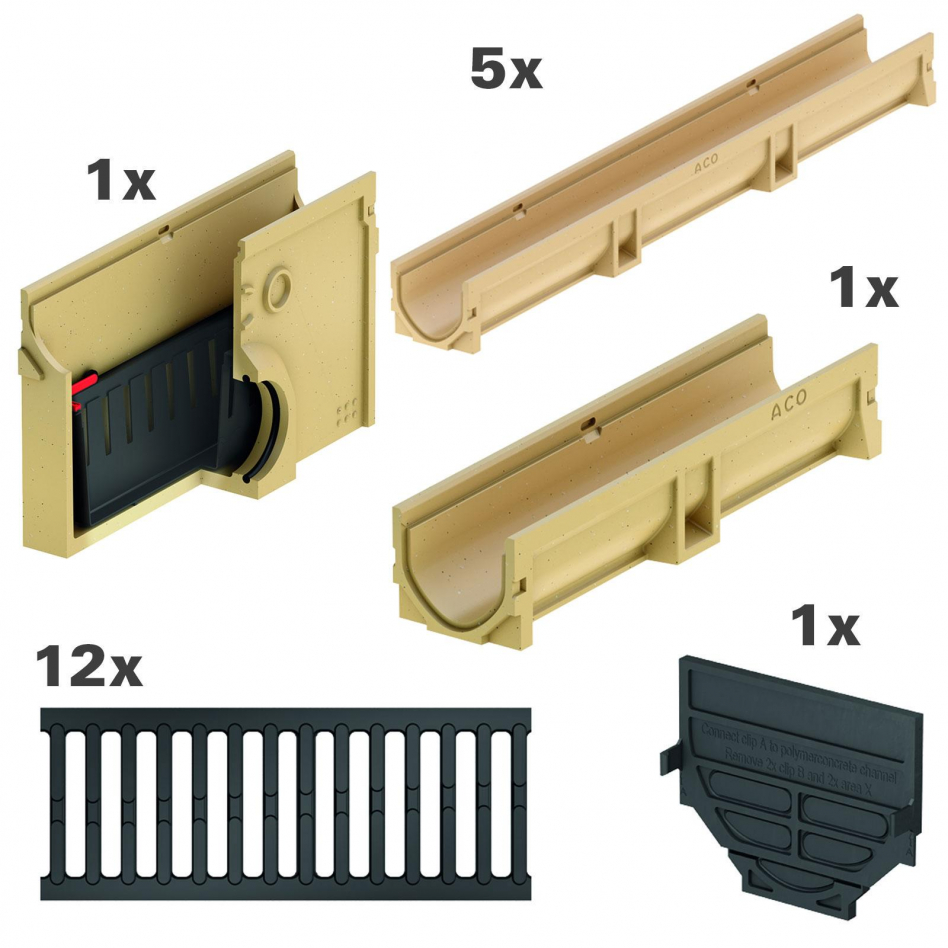 ACO Komplett Set Euroline 2.0, 6 m, B 125 (12,5 to),mit Gussrost,Sinkkasten Image