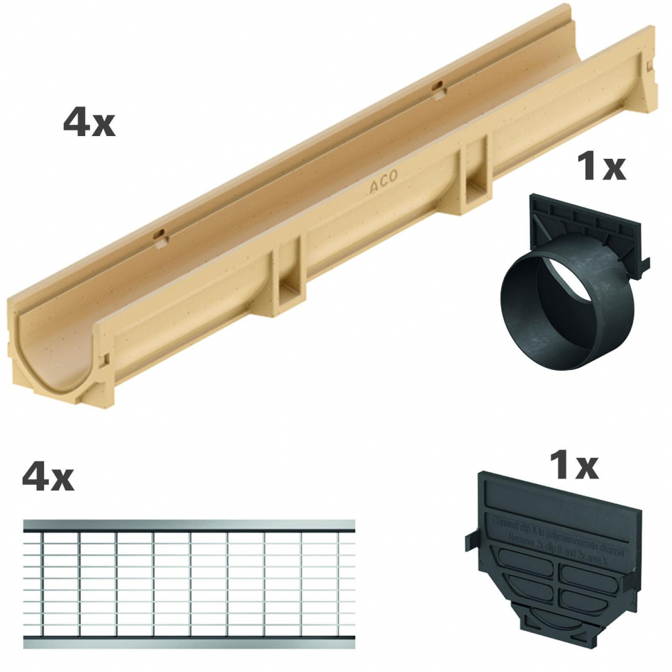 ACO Komplett Set Euroline 2.0, 4 m, A 15 (1,5 to),mit Maschenrost,Stutzen Image