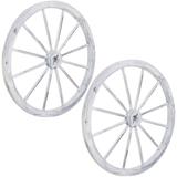 Sunnydaze Decorative Indoor/Outdoor Wooden Wagon Wheel - 29-Inch - White