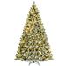 Costway 8 Feet Pre-lit Snow Flocked Christmas Tree with Tips and Metal Stand-8 ft