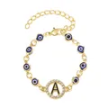 Bracelet turc mauvais œil porte-bonheur couleur or Bracelet strass yeux bleus Bracelet lettre pour