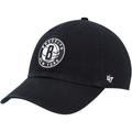 Men's '47 Black Brooklyn Nets Alternate Logo Team Clean Up Adjustable Hat