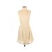 Mimi Chica Casual Dress Scoop Neck Sleeveless: Ivory Solid Dresses - Women's Size Small