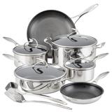Circulon Clad Stainless Steel Induction Cookware and Utensil Set with Hybrid SteelShield Technology, 12-Piece, Silver