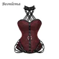 Beonlema – Corset en Faux cuir pour femmes vêtement gothique noir Sexy Burlesque Steampunk