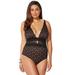 Plus Size Women's Lace Plunge One Piece Swimsuit by Swimsuits For All in Black Lace (Size 22)