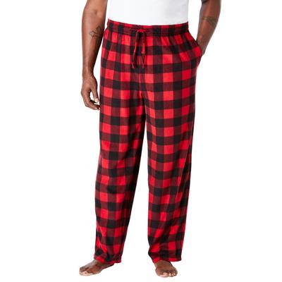 Men's Big & Tall Microfleece Pajama Pants by KingSize in Red Buffalo Plaid (Size 2XL) Pajama Bottoms