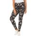 Plus Size Women's Knit Legging by Catherines in Black Ground Floral (Size 5XWP)