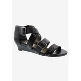 Wide Width Women's Voluptuous Sandal by Ros Hommerson in Black Leather (Size 8 1/2 W)