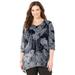 Plus Size Women's Panne Velvet Tunic by Catherines in Grey Paisley (Size 3X)