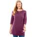 Plus Size Women's Perfect Three-Quarter-Sleeve Scoopneck Tunic by Woman Within in Deep Claret (Size 5X)